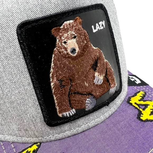 GOORIN BROS Animal Farm ‘Limited Edition’ Meh Lazy Bear Trucker Hat Gray Purple